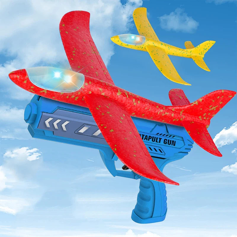 ✈️ 2-in-1 Airplane Launcher Toy 🚀 Foam Glider with 2 Flight Modes 🎯 Outdoor Fun for Kids 🎁