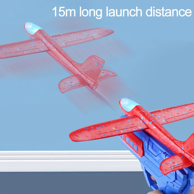 ✈️ 2-in-1 Airplane Launcher Toy 🚀 Foam Glider with 2 Flight Modes 🎯 Outdoor Fun for Kids 🎁